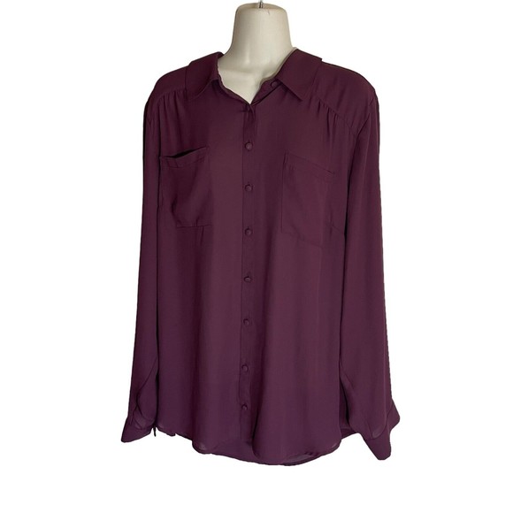 womens torrid semi sheer button down blouse collared shirt plus sz 3X - Picture 1 of 7